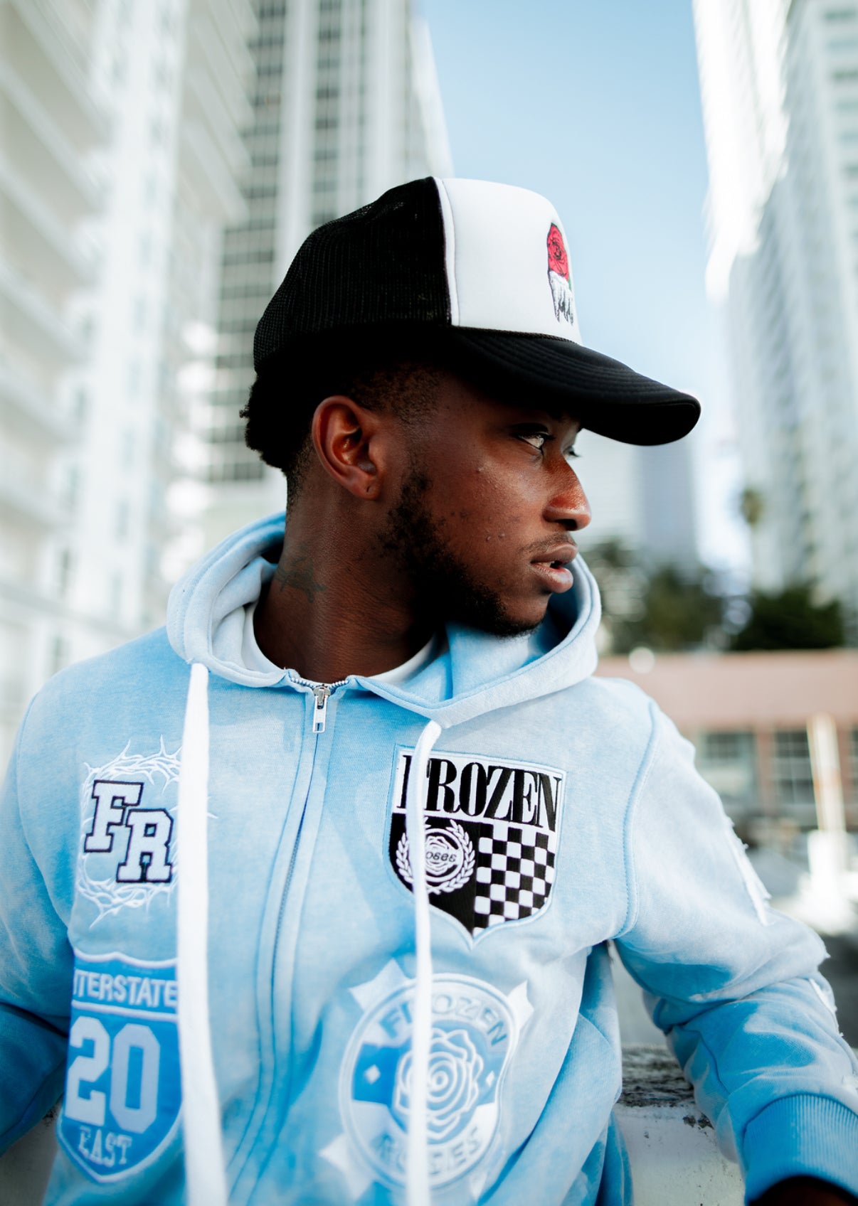 “FR Thorn Racer(Baby Blue)” washed hoodie