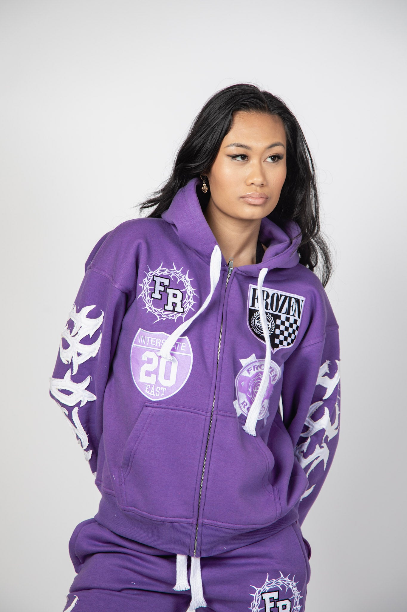 “FR Thorn Racer (Light Purple) ” Oversized Zip Up Hoodie