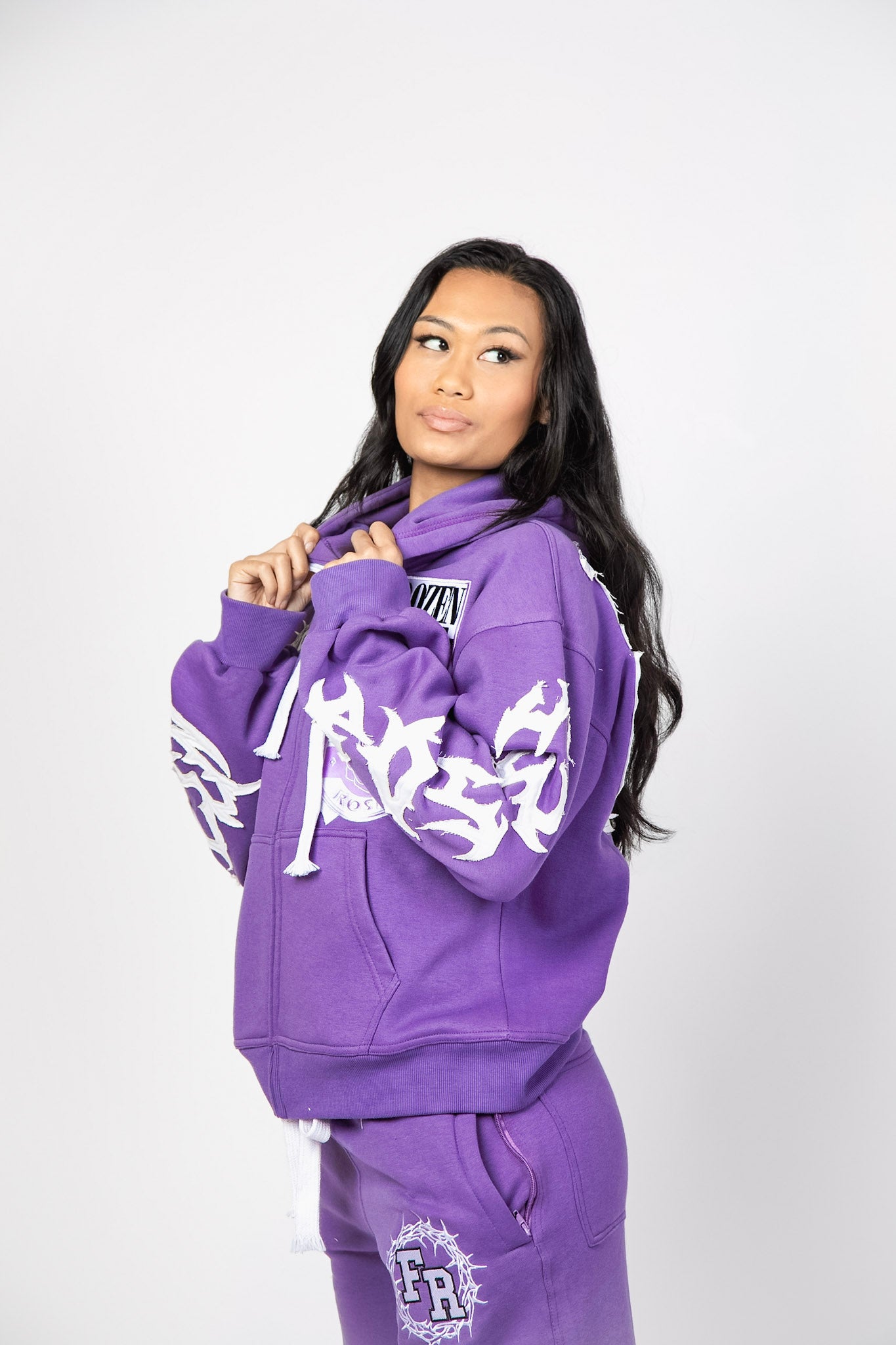 “FR Thorn Racer (Light Purple) ” Oversized Zip Up Hoodie