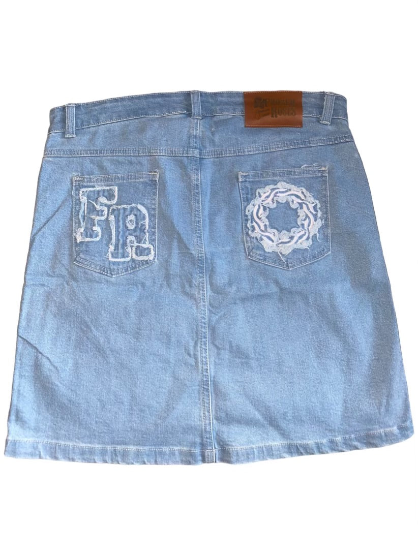 “FR Distress” Jean Denim Skirt