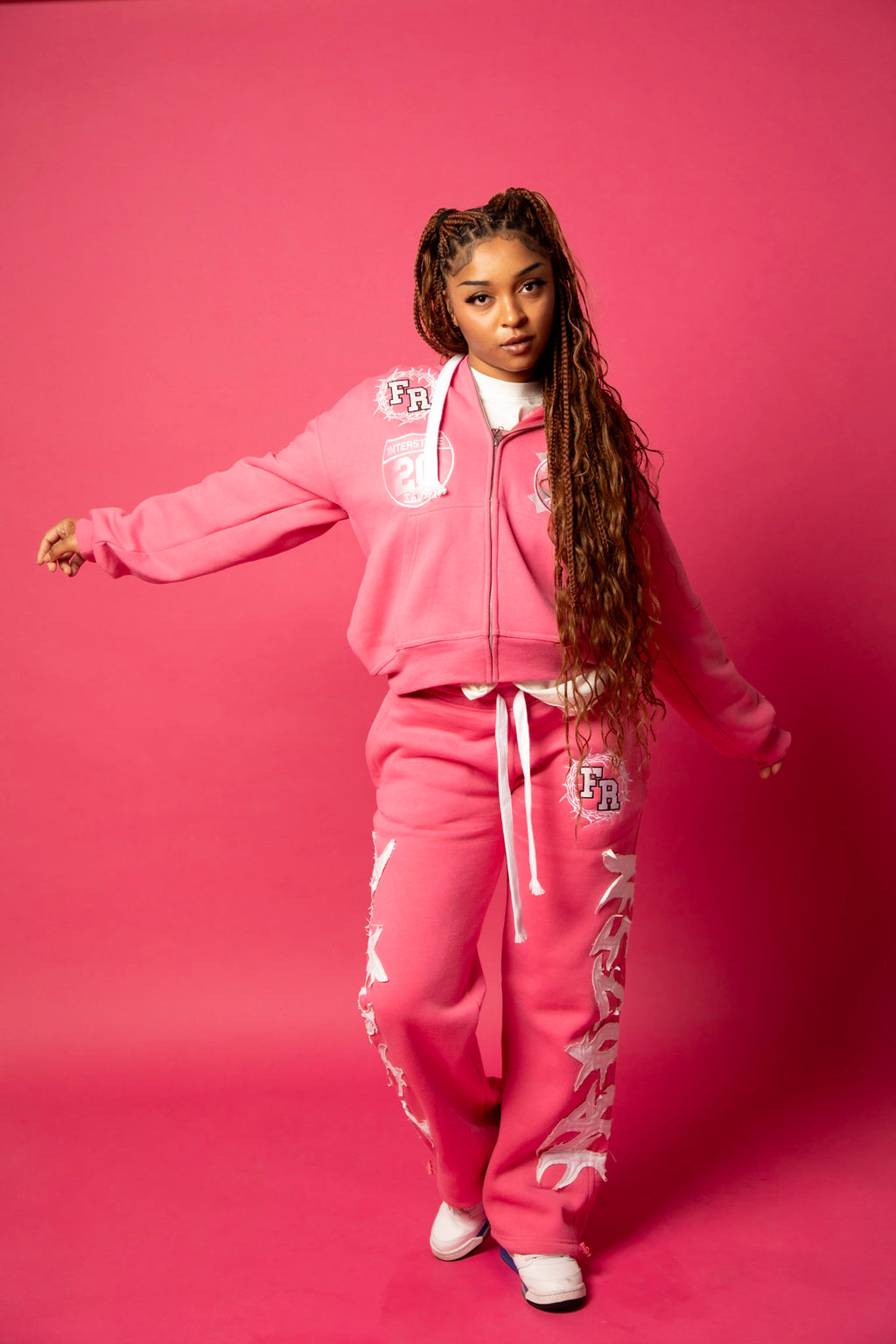 “FR Thorn Racer (Pink)” Oversized Adjustable Sweats