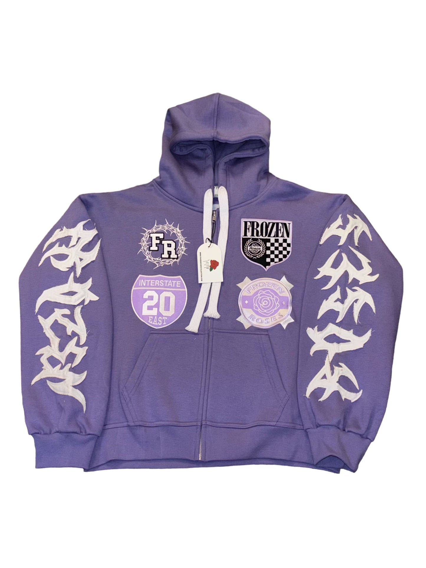 “FR Thorn Racer (Light Purple) ” Oversized Zip Up Hoodie