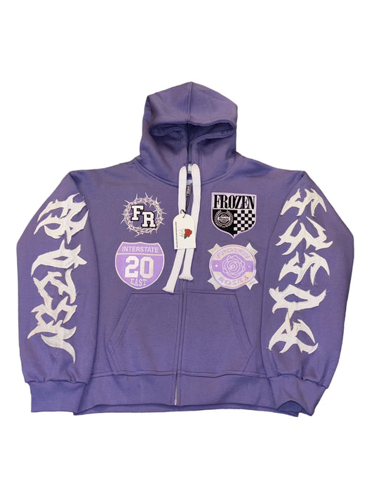 “FR Thorn Racer (Light Purple) ” Oversized Zip Up Hoodie