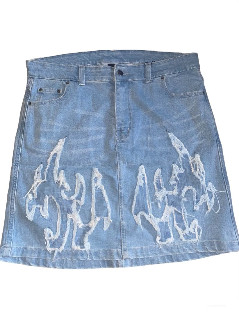 “FR Distress” Jean Denim Skirt