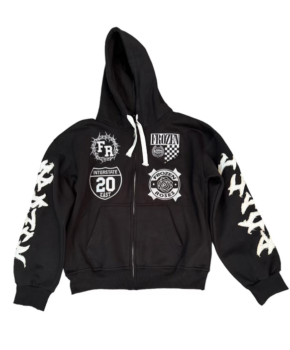 “FR Thorn Racer (Black)” Oversized Zip Up Hoodie