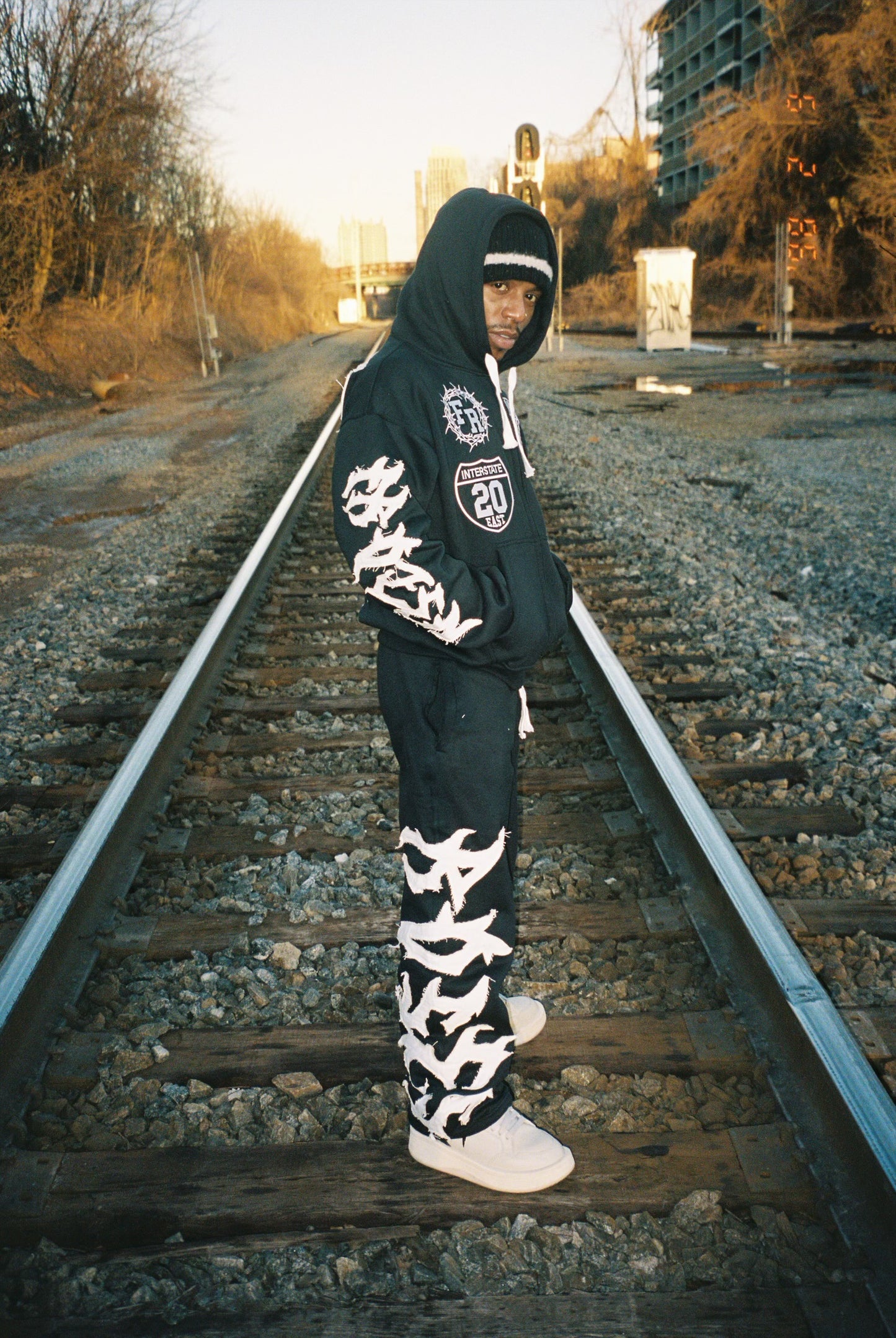 “FR Thorn Racer (Black)” Oversized Adjustable Sweats